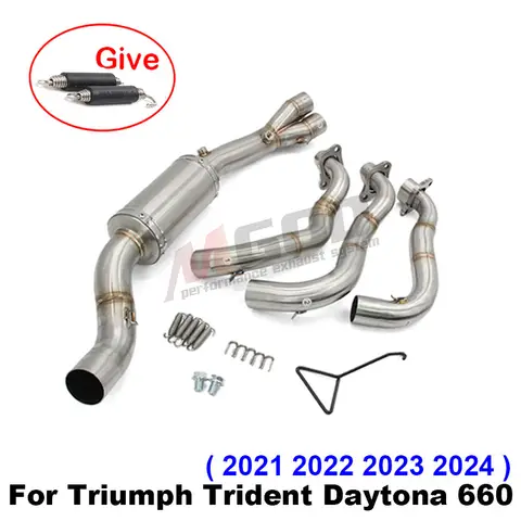 For Triumph Trident Daytona 660 2021 2022 2023 2024 Motorcycle Exhaust Slip-On Front Connect Muffler Pipe Escape Moto Motorbike