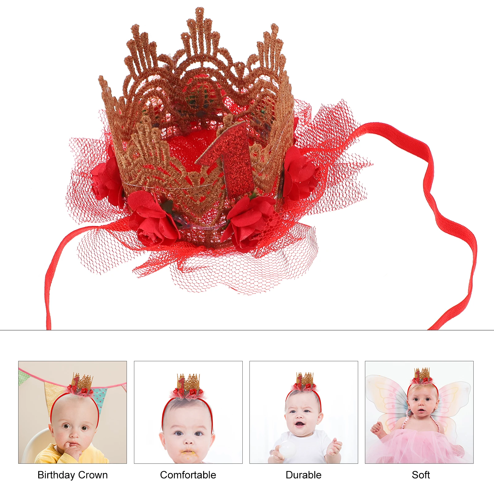 

Children Birthday Headb Baby Headdress Tiara Crown Girls Durable Not Fade Lightweight Easy Carry Celebration