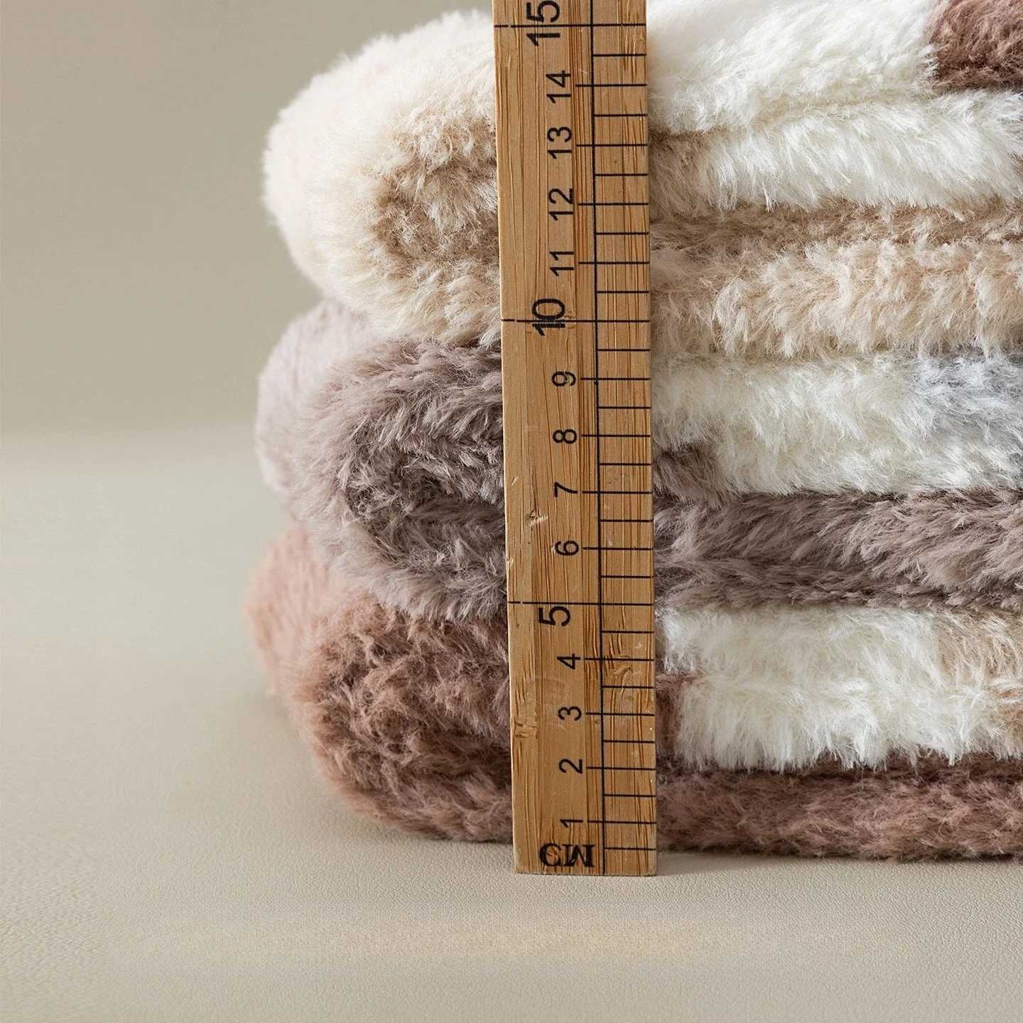 Autumn and Winter Fleece Thickened Coral Fleece Medium Tube Socks Warm Couple Fashion Striped Color Matching Home Sleep Socks