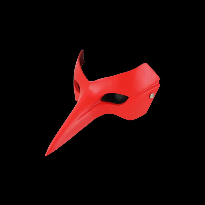 Half Face Mask Role Playing Mask Bird Mouth Plague Doctor Mask Halloween Makeup Ball Role Play Party Mask Resin - Red