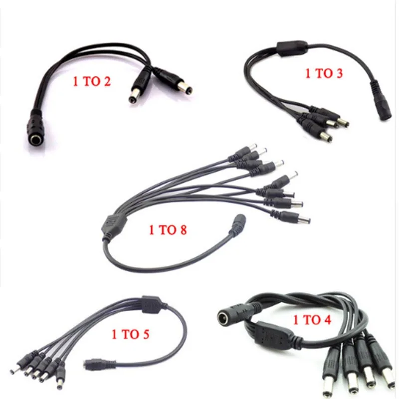 12V 1 Female to 2 3 4 5 6 8 Male way DC Power Connectors Splitter Plug Cable adapter for CCTV Camera   led strip light lamp L19