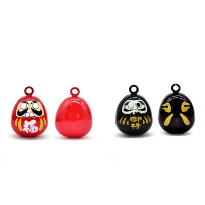 Daruma النحاس جلجل بيل السحر ، حظا سعيدا ، أفضل أتمنى قلادة ، قلادة هدية ، صالح ، اكسسوارات المجوهرات ، النتائج الحرفية