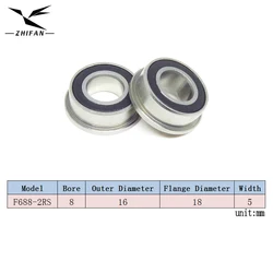 8Pcs F688 2RS 플랜지 볼 베어링 8x16x5 F688RS 플랜지 볼 베어링 8*16*5 688RS 깊은 홈 볼 베어링 F688 DDU