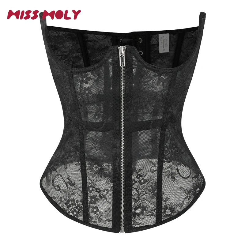 Gothic Lace Corset Belt Waist Corset Top Women Mesh Open Cup Lace Up Boned Bustier Underbust Corset Steampunk Waist Cincher