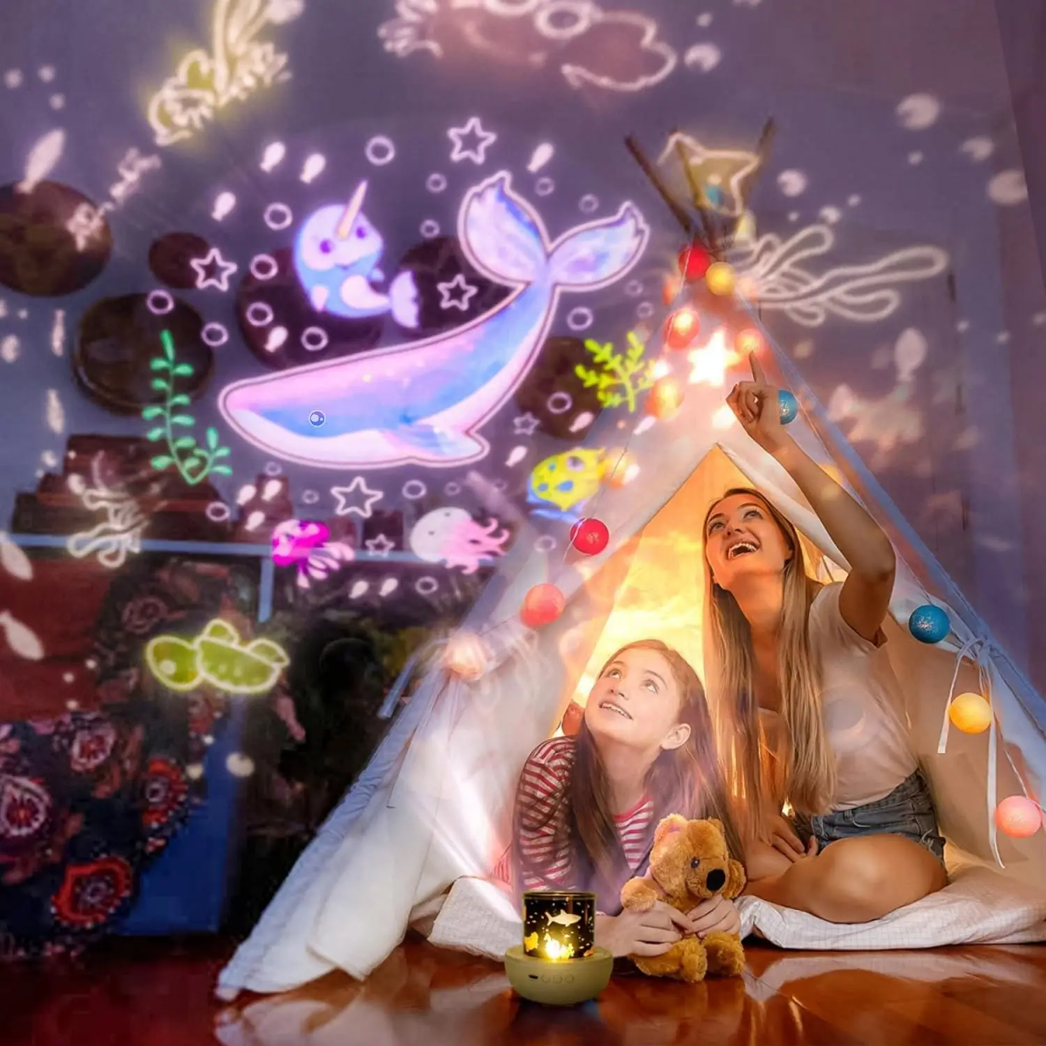 Night Light for Kids 360°Rotating Baby Night Light Projector Star Light Projector for Bedroom Ceiling Projector Kids Space Gifts