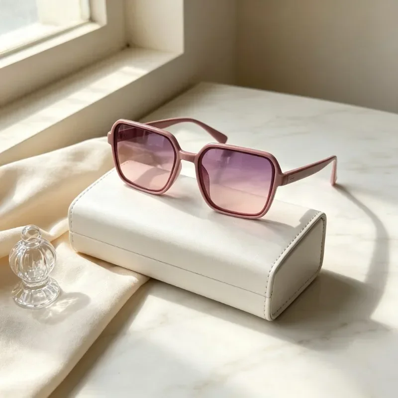 Thick-Frame Chain-Detail Sunglasses Set — product information 10