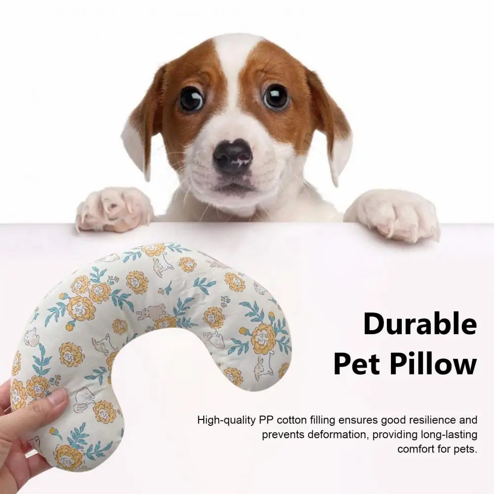 Pp Cotton Filling Floral Pattern Pet Pillow High-quality Pet Pillow with U-shaped Design for Cervical Support for Small