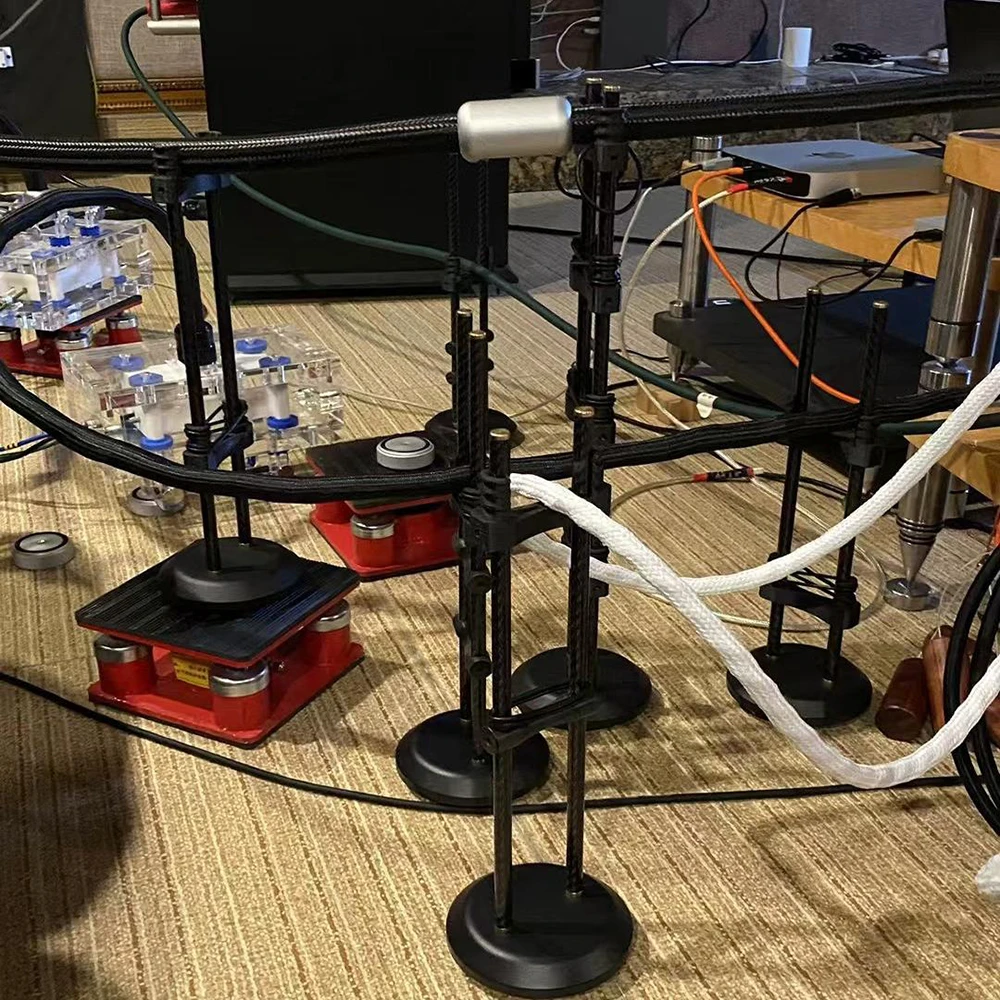 HiFi 오디오 탄소 섬유 케이블 정리기 스피커 와이어용 랙 리프터 트레이 전원 코드 신호 케이블 진동 감쇠 시스템