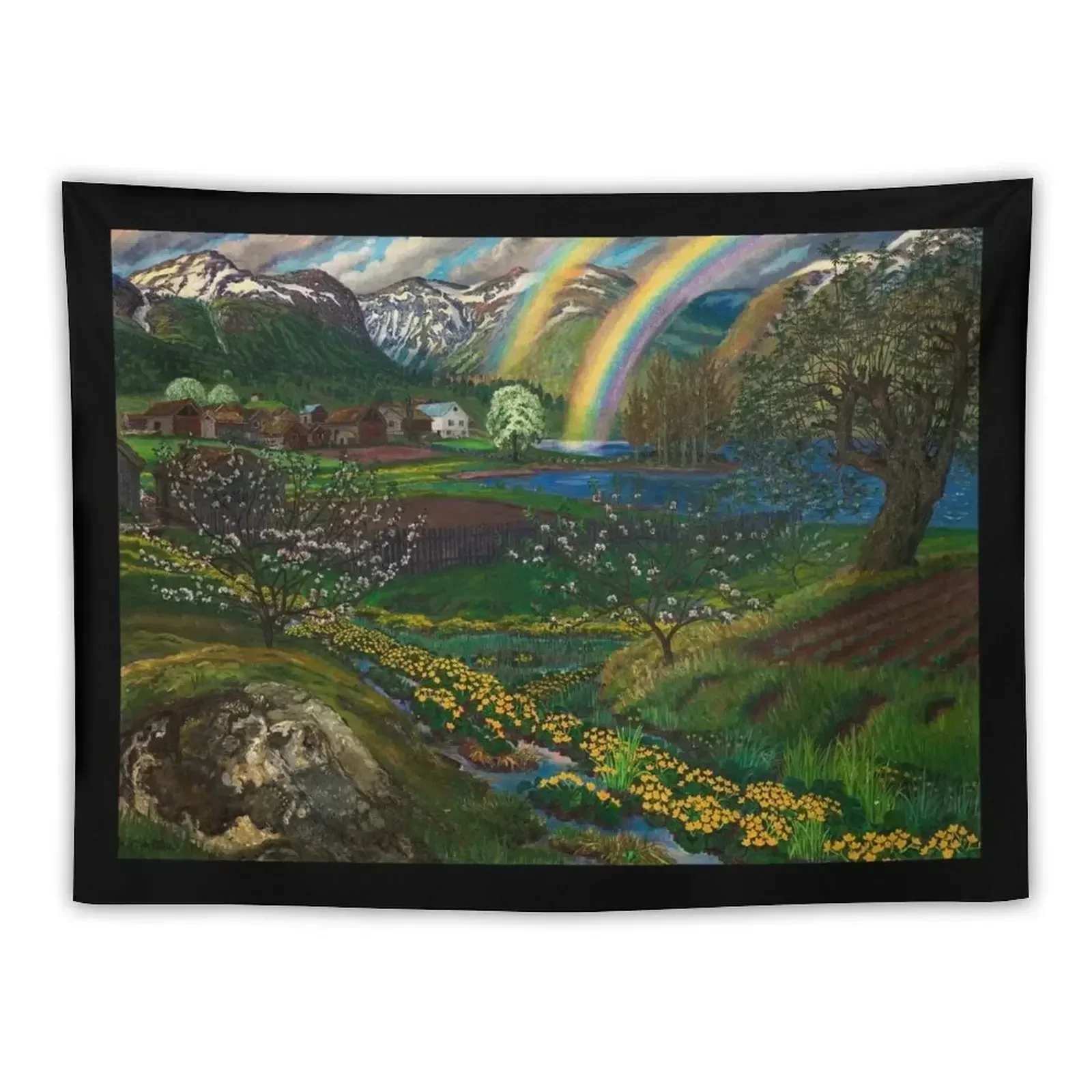 

Marsh Marigolds and Double Rainbow, 1918 by Nikolai Astrup Tapestry Room Decorator Aesthetics For Room Tapestry