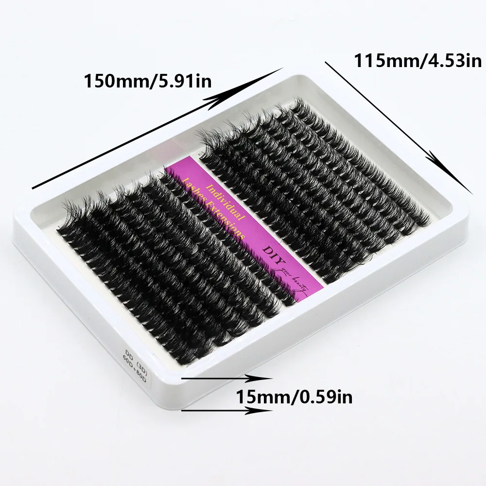 280Pcs Fluffy Thick Eyelash Clusters D/DD Curl Wispy Individual Lashes 60+80+100 Mix natural Eyelash Extensions False Eyelashes