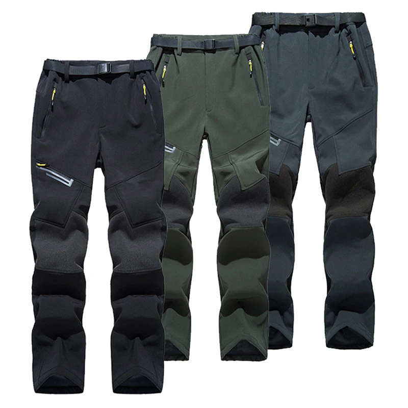 Pantalones de Trekking para hombre, senderismo, finales de otoño, telas de concha suave para exteriores, forro polar, pantalones de trabajo coloridos a prueba de viento para acampar