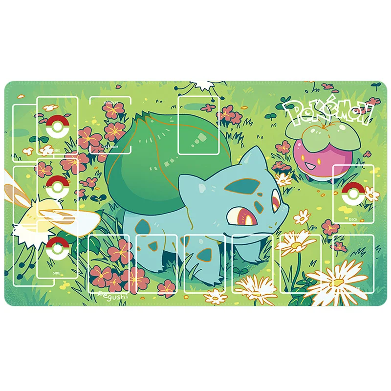 60X35Cm New Cartoon Pokemon Bulbasaur Lucario Ptcg Battle Card Table Mat Pikachu Cool Single Player Battle Board Game Mat Gift