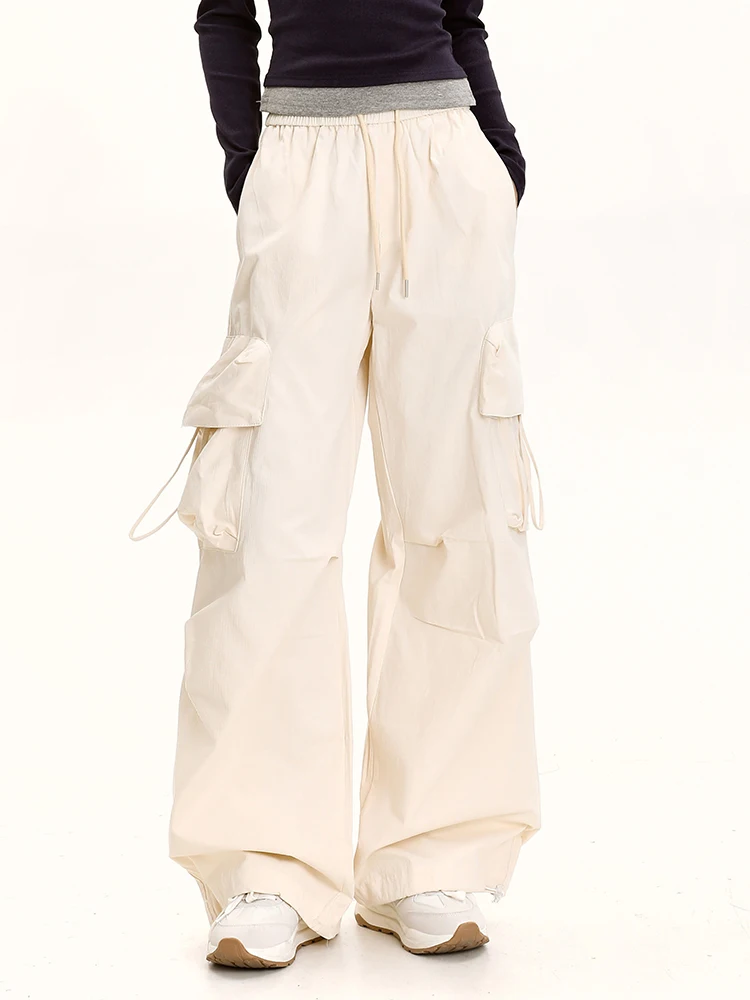 Retro American Dance Work Pants Women Loose Casual Jazz Dance Pants Draping Straight Leg Wide Leg Pants High Waist