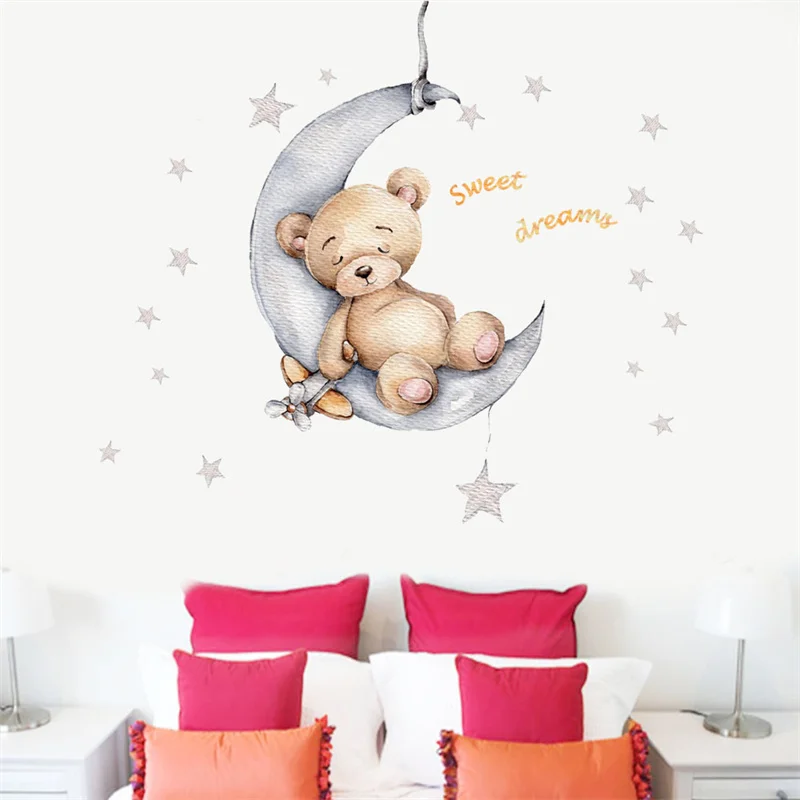 Cartoon Cute Little Bear Study Room Living Room Bedroom Wall Stickers Anime Poster Stickers Holiday Gifts Home Decoration