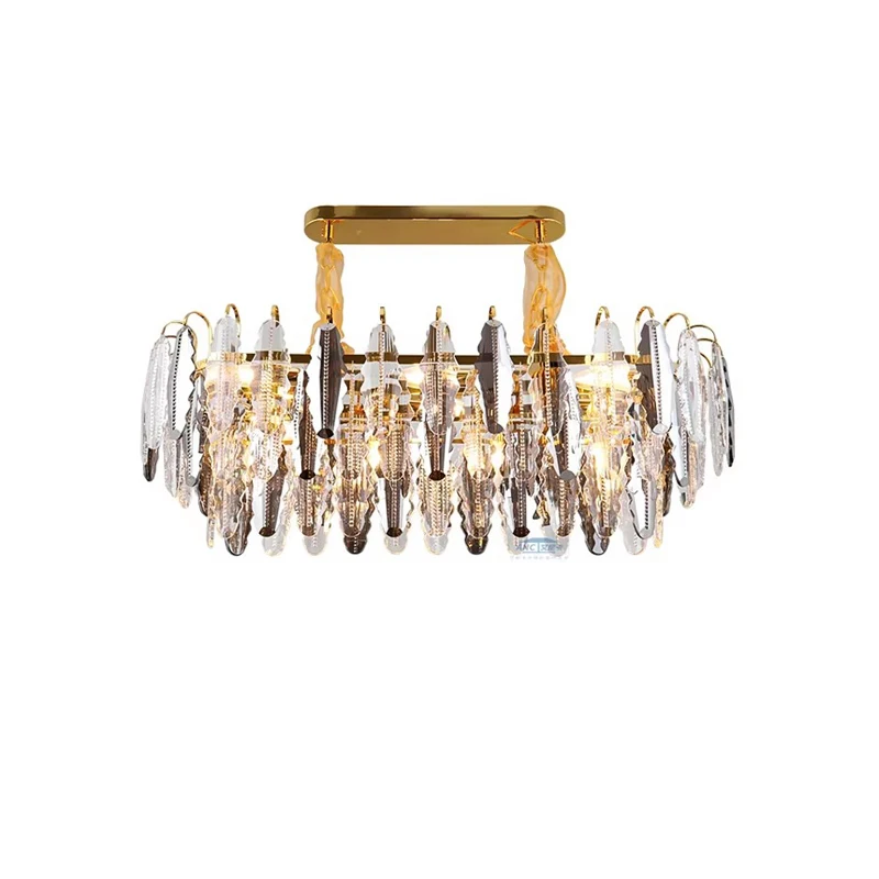 Brighten Your Dinning Room With Our Dimmable LED K9 Crystal Chandelier For An Elegant Touch Gold Silver Hardware Oval Cone Shape