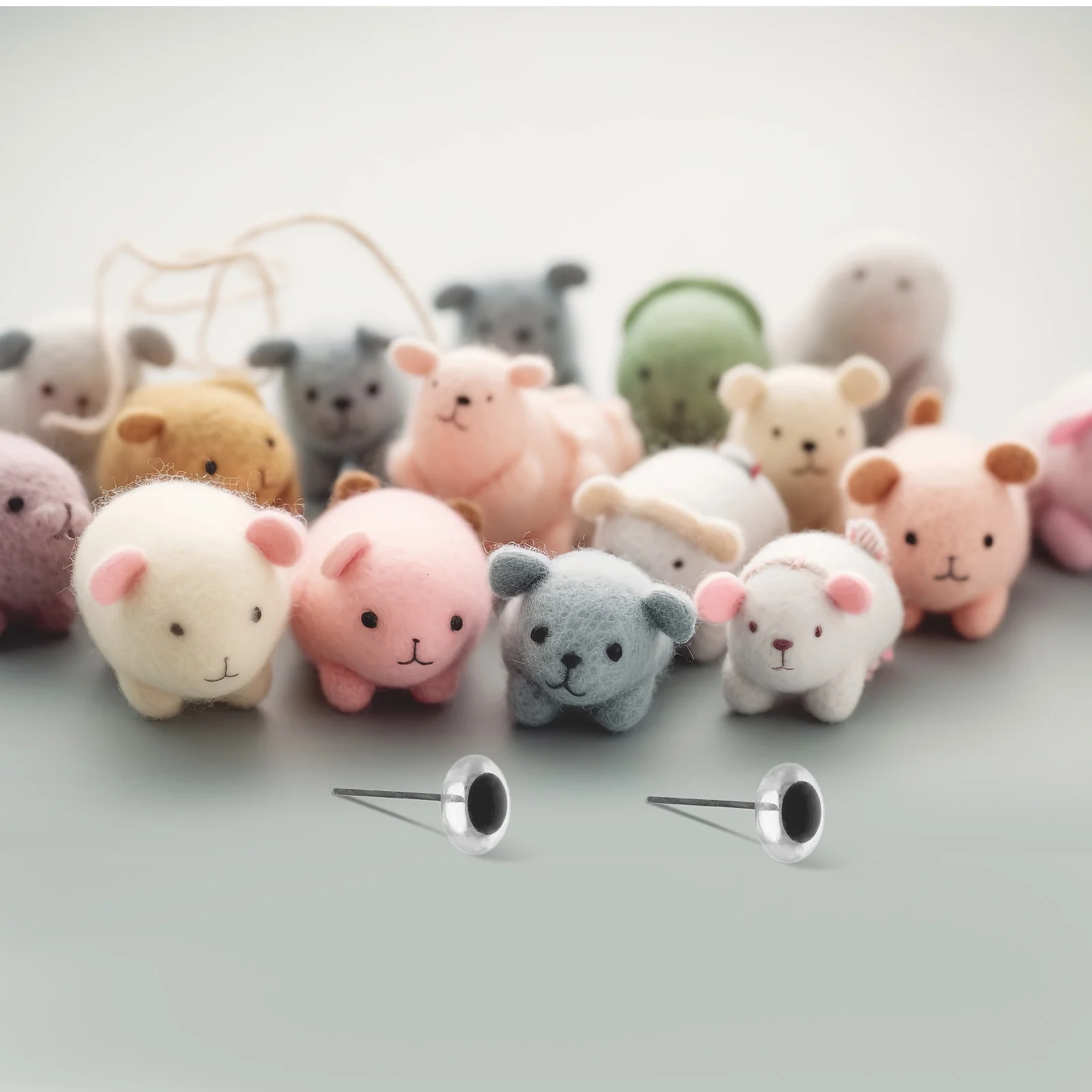 100개 유리 눈알, 사실적인 둥근 평면 눈, 니들 펠팅, 코바늘 뜨개질 동물 공예용, 3-12mm 안전