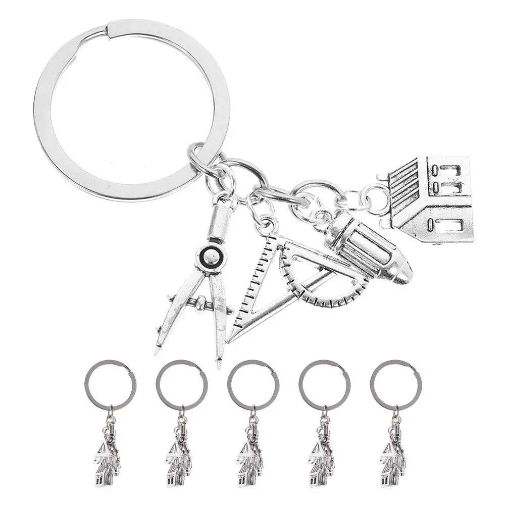 6Pcs Keychain Metal Alloy Shape Pendant Keychain for Architects Engineers Bag Charm Key Ring Gift Decorative Key Chains
