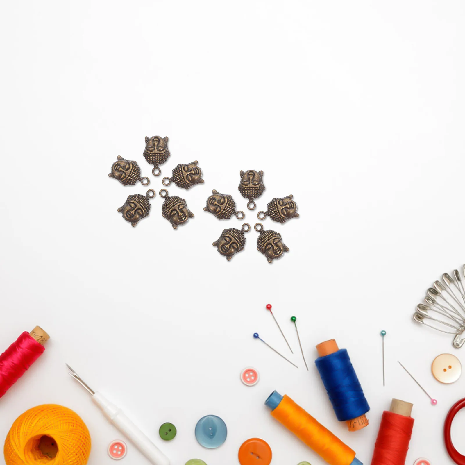 

100 Pcs Retro Buddha Head Pendant Jewelry Beads for Making Charms Vintage Loose Crafts Zinc Alloy Bracelets Supplies