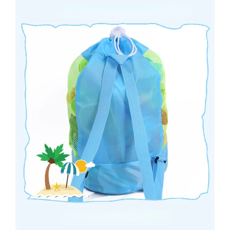 Children Sand Away Protable Mesh Bag Foldable Beach Toy Bag Kids Toys Storage Bags Beach Net Drawstring Storage Backpack