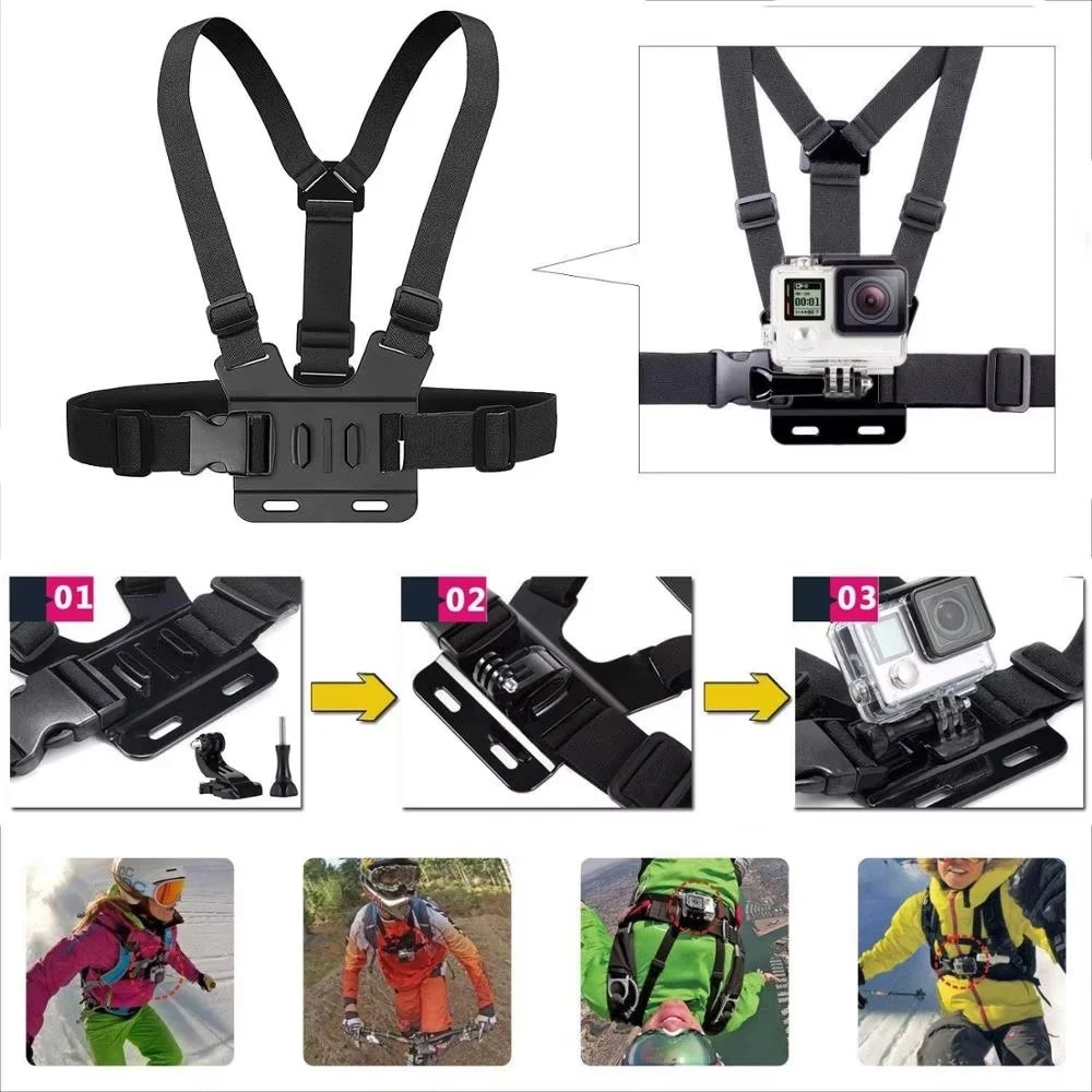 Adjustable Chest Mount Harness Compatible with Gopro Hero6/5 Black Hero 4 Silver AKASO EK7000 Vtin 4k APEMAN ODRVM 12 MP Action