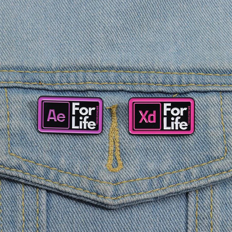 Design Tool Enamel Pins Custom Ae Xd for Life icons Brooches Lapel Badges Funny Jewelry Gift for Friends