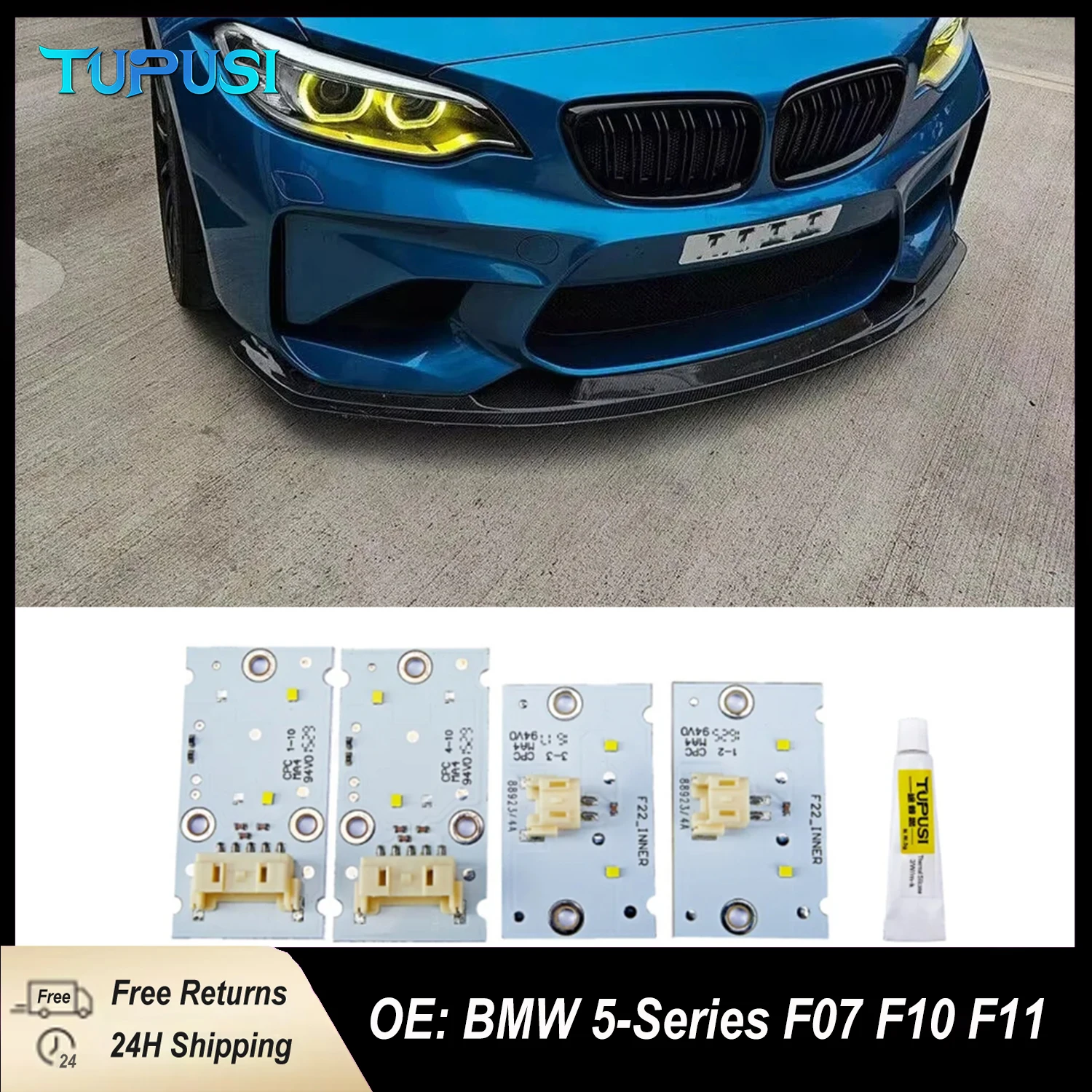 

Yellow Angel Eyes DRL LED Boards For BMW 2 Series F22 2012-2017 LCI LED Headlight Daytime Running Light 63117388923