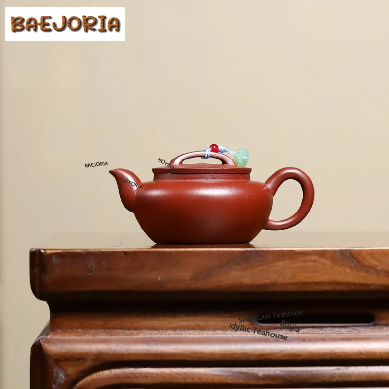 

150ml Creative Yixing Purple Clay Teapots Handmade Persimmon Round Flat Lid Pot Raw Ore Dahongpao Mud Kettle Zisha Tea Set Craft