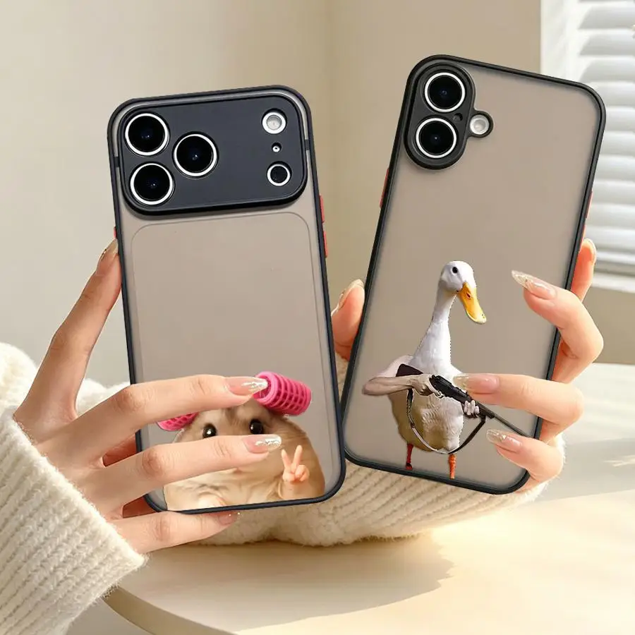 Duck Hamster Art Funda Back Phone Cover Case for iPhone 17 Pro Max 7 8 SE 13 Mini 15 14 16 Plus 11 Air XS XR 12 17e
