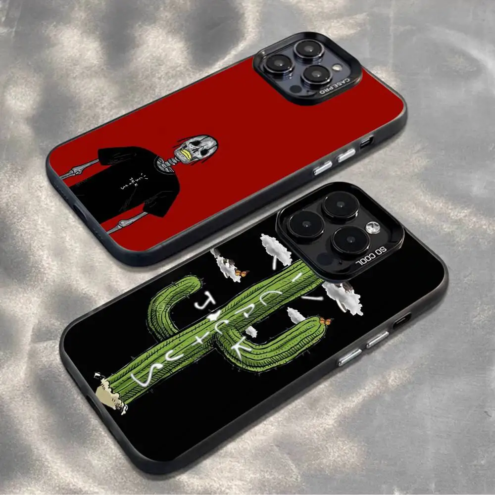 

C-Cactus J-Jack Travis Scott Phone Case For iPhone17,16,15,14,13,12,11,Mini,Pro,MAX,plus,Black Matte Shockproof Cover