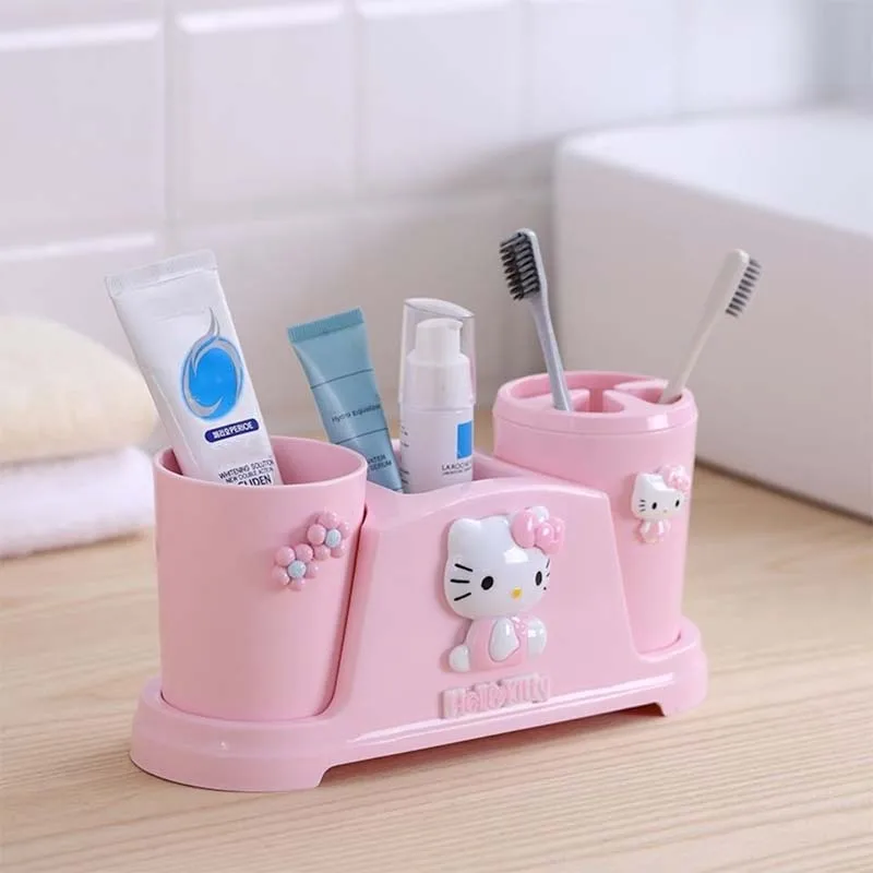 Sanrio Mouthwash Cup Set Hello Kitty Toothbrush Toiletries Storage Cup Bathroom Storage Box Student Dormitory Utilizables Gift