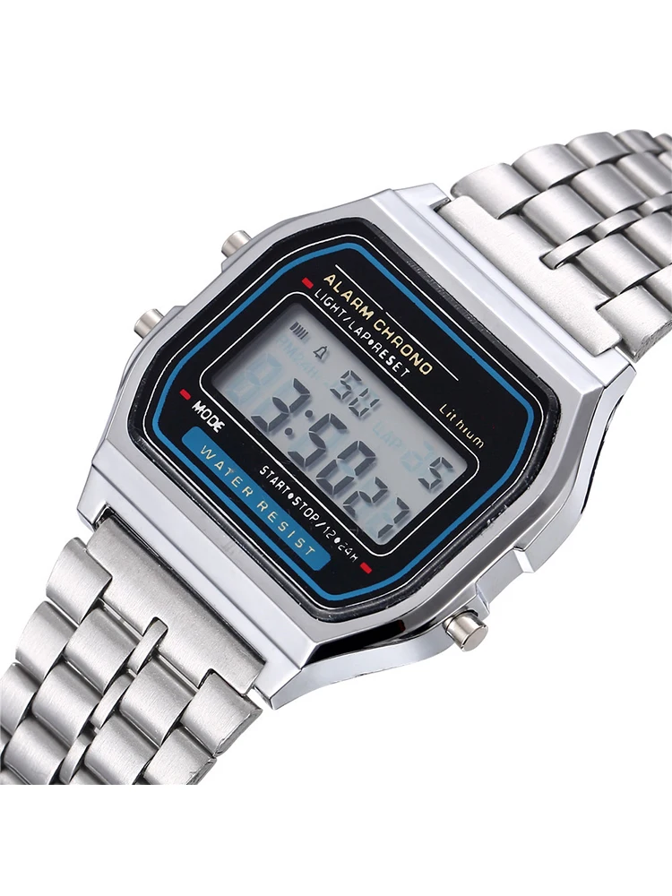 Montre numérique LED de luxe pour hommes montre-bracelet électronique pour hommes en acier inoxydable Simple affaires or argent montre pour hommes Reloj Hombre