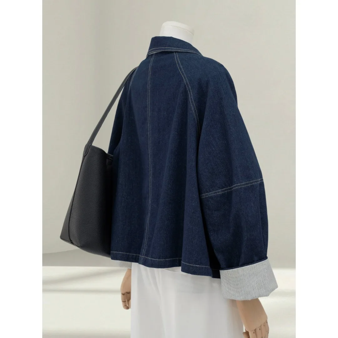 Loose Women's Denim Shirt Spring Autumn New Style Retro Jacket Top Large Size Commute Style Regular Length Button Closure