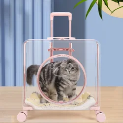 New Pet Trolley Case Transparent Large Capacity Pet Crate Portable Outdoor Pet Bag Lightweight Cat Bag Washable Cat Compartment