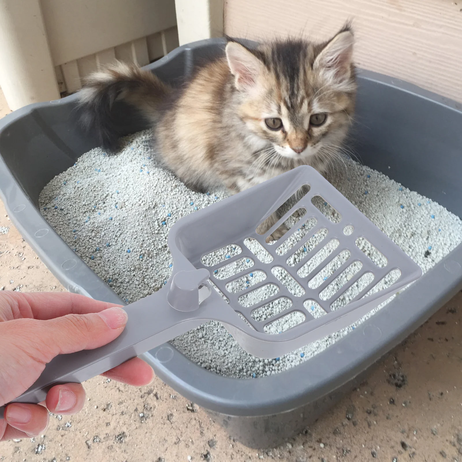 

Cat Litter Scooper Large Heavy Duty Mesh Deep Shovel Reusable Long Handle Efficient Litter Box Cleaner Cat Scooper