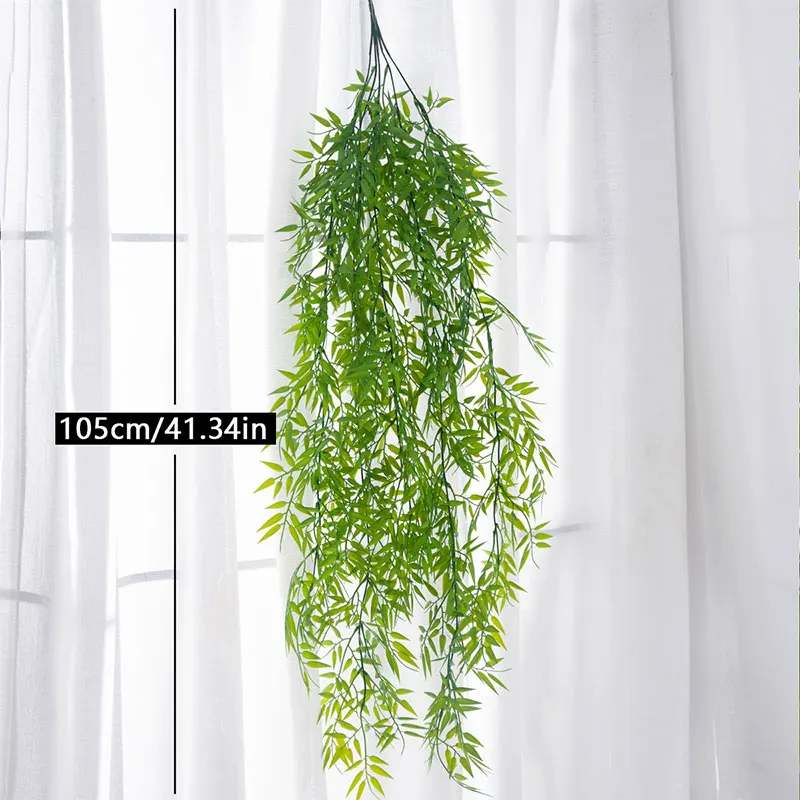 80-105cm Artificial Hanging Plants Tropical Bamboo leaf Vines Fake Grass Vine Plastic Willow leaves Wall For Garden Home Decor