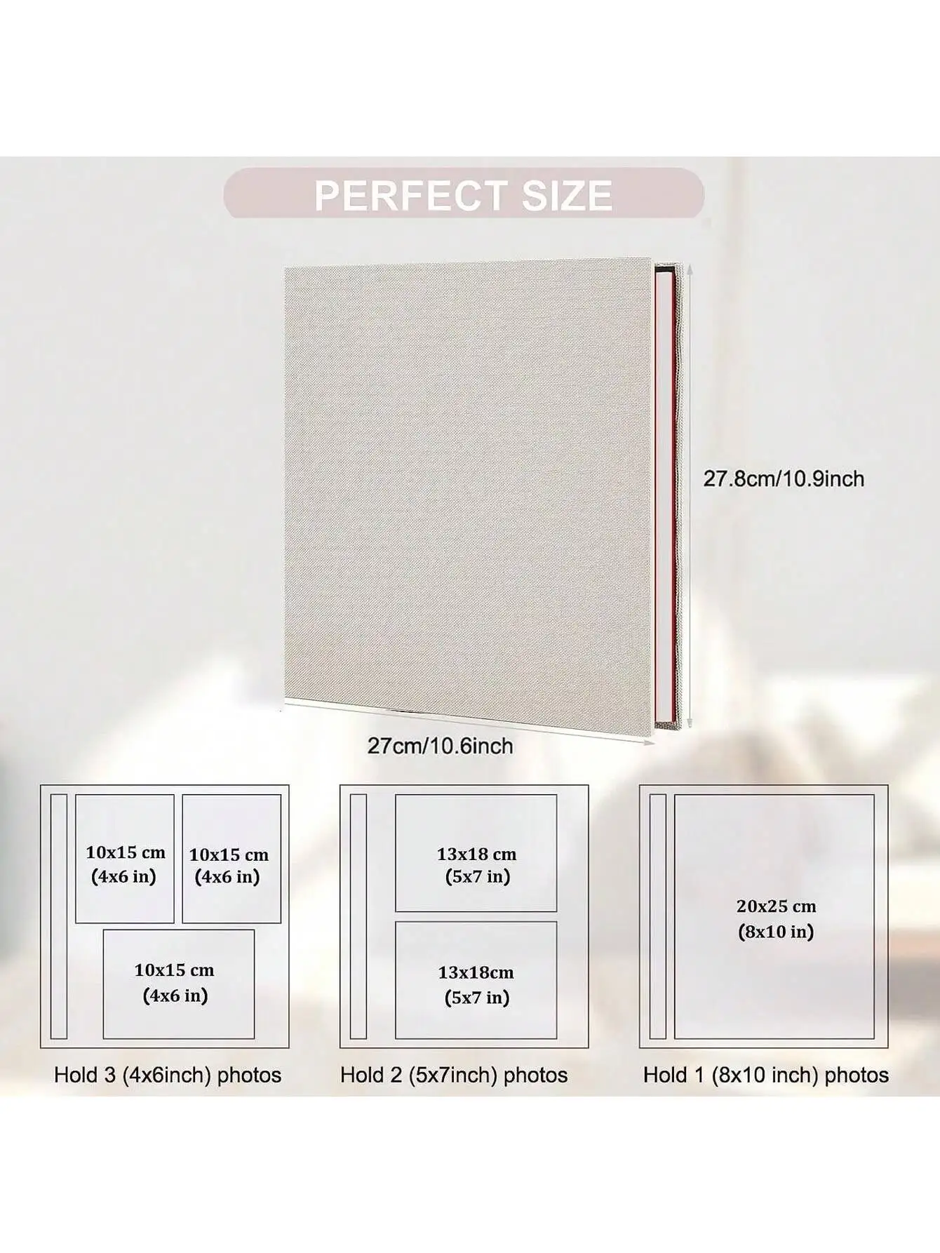 Photo Album Self Adhesive 11x10.6  Scrapbook 40 Pages Linen Cover DIY Photo Album with A Metallic Pen and DIY Accessories