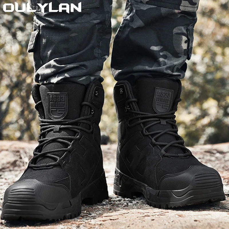 Male Camping Training Shoes Combat Desert Ankle Boots Outdoor New Army Tactical Boots Men Summer Climbing Military Hiking Boots