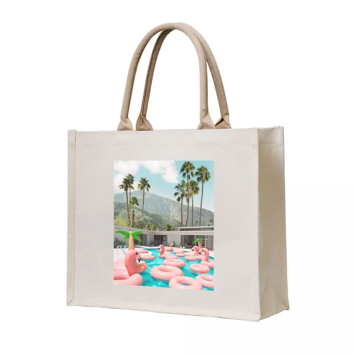 

Flamingo Pool Party Tote Bag canvas bags university shopper bag large size bags Handbags women