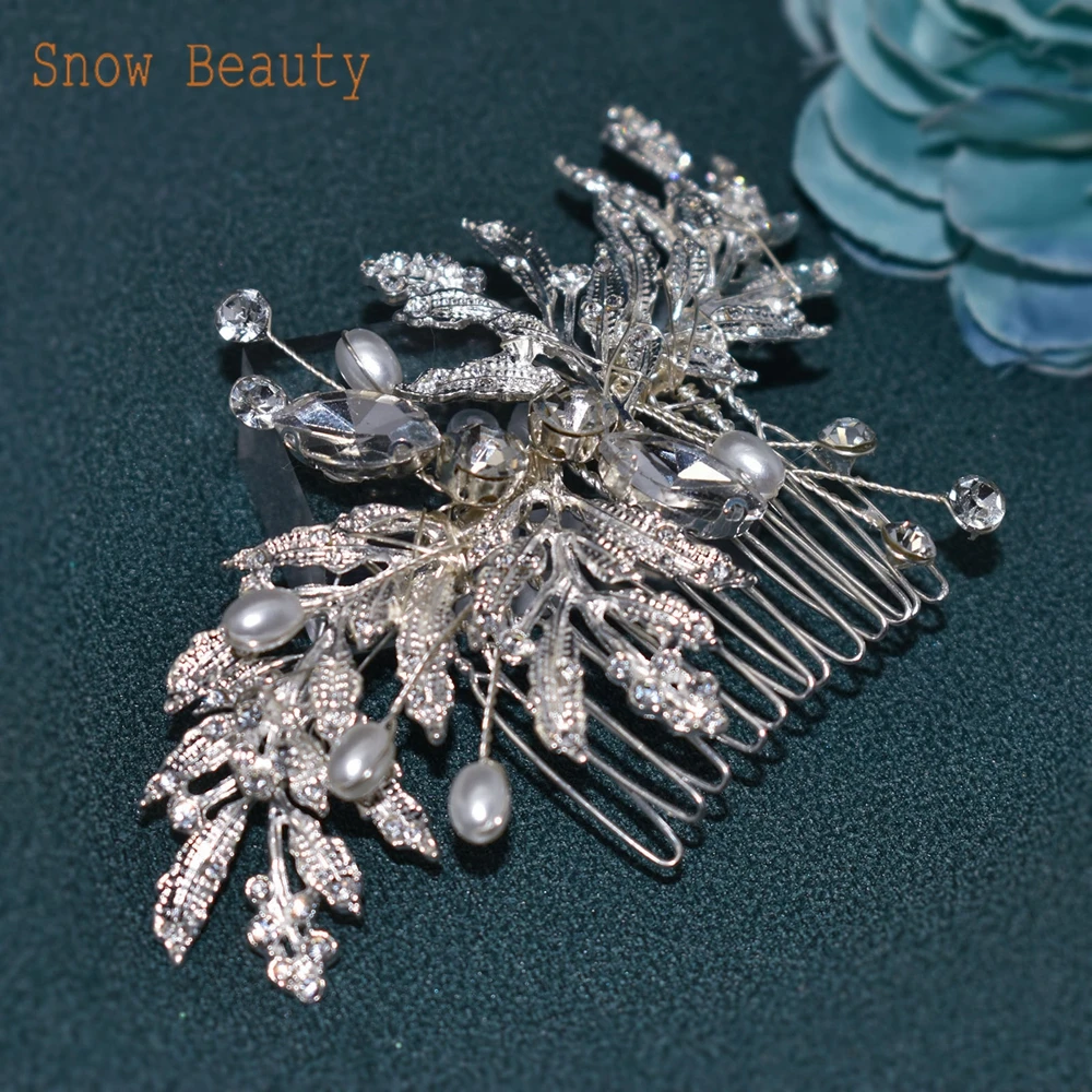 A83 Handmade Wedding Hair Comb Rhinestones Wedding Hair Accessories for Brides Silver Gold Clips for Brides and Bridesmaid