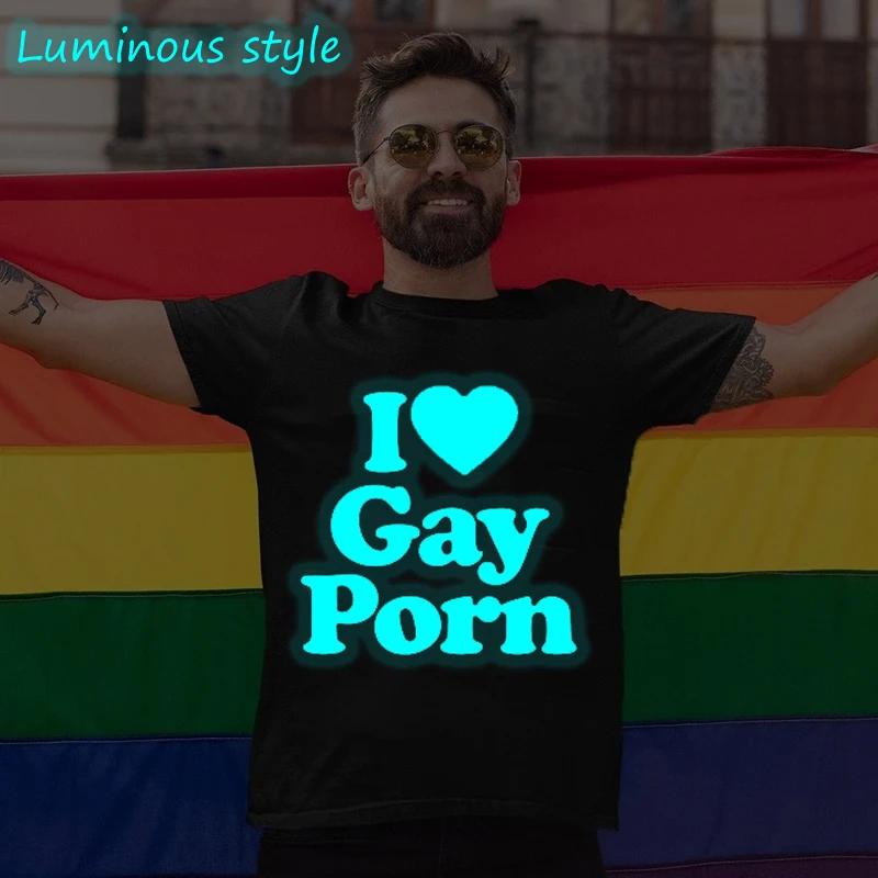 Camiseta informal de manga corta con estampado de "I Love Gay Porn" para hombre y mujer, camiseta LGBTQ con cuello redondo, ropa de calle para el mes del orgullo GAY LGBTQ