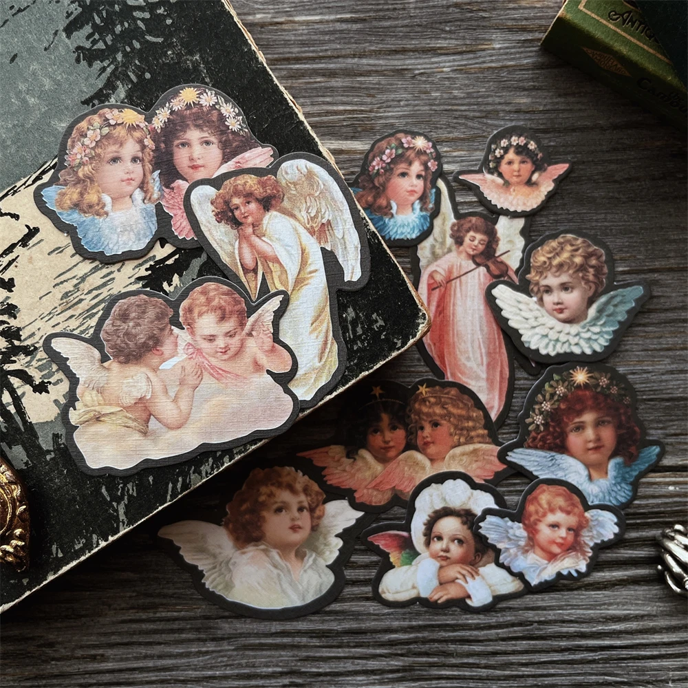 Junk Journal Vintage little angel stickers DIY scrapbooking album mobile phone diary happy plan decorative stickers