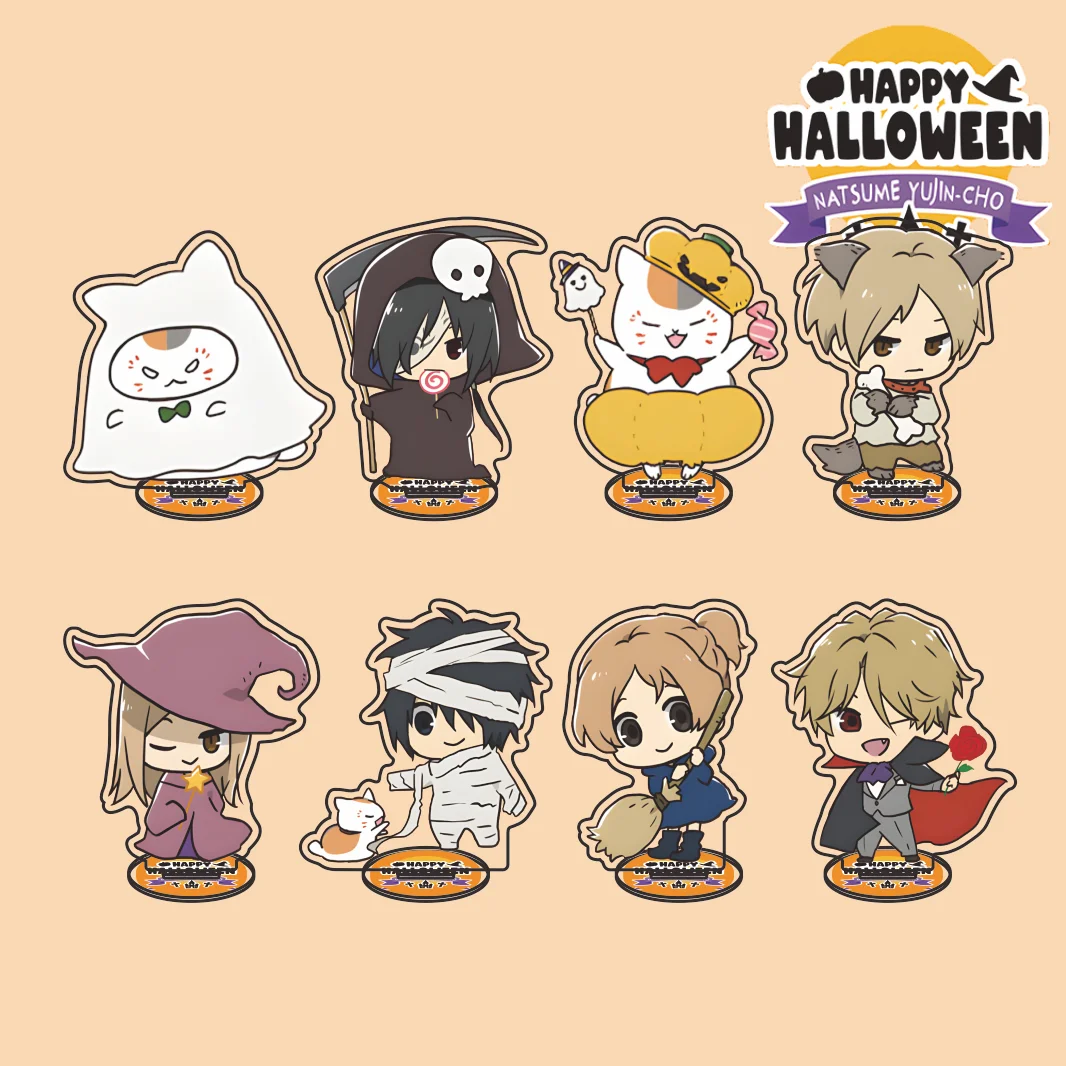 New Anime Natsume's Book of Friends Halloween Series Keychain Nyanko Sensei Takashi Acrylic Stand Figure Model Plate Desk\