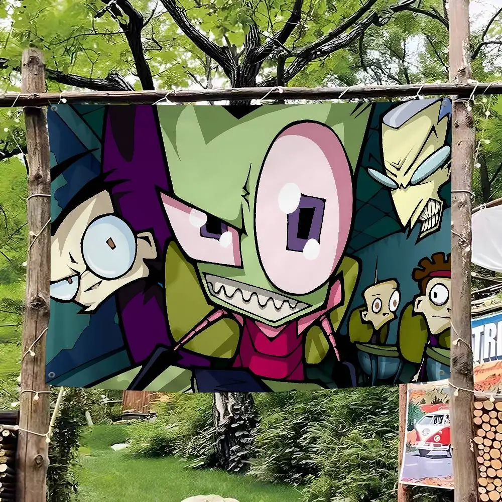 Classic Surreal I-Invader Z-Zim Small Size Cheerleading Banner Hand Pulled Flag Outdoor Atmosphere Flags