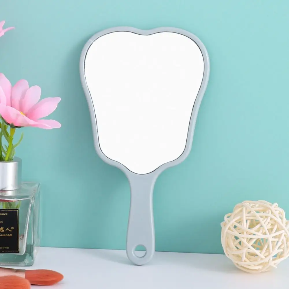 Durable Plastic Tooth-shaped Mirror Mini Lightweight Handheld Sector Mirror High-definition Portable Makeup Mirror Gift Mirror