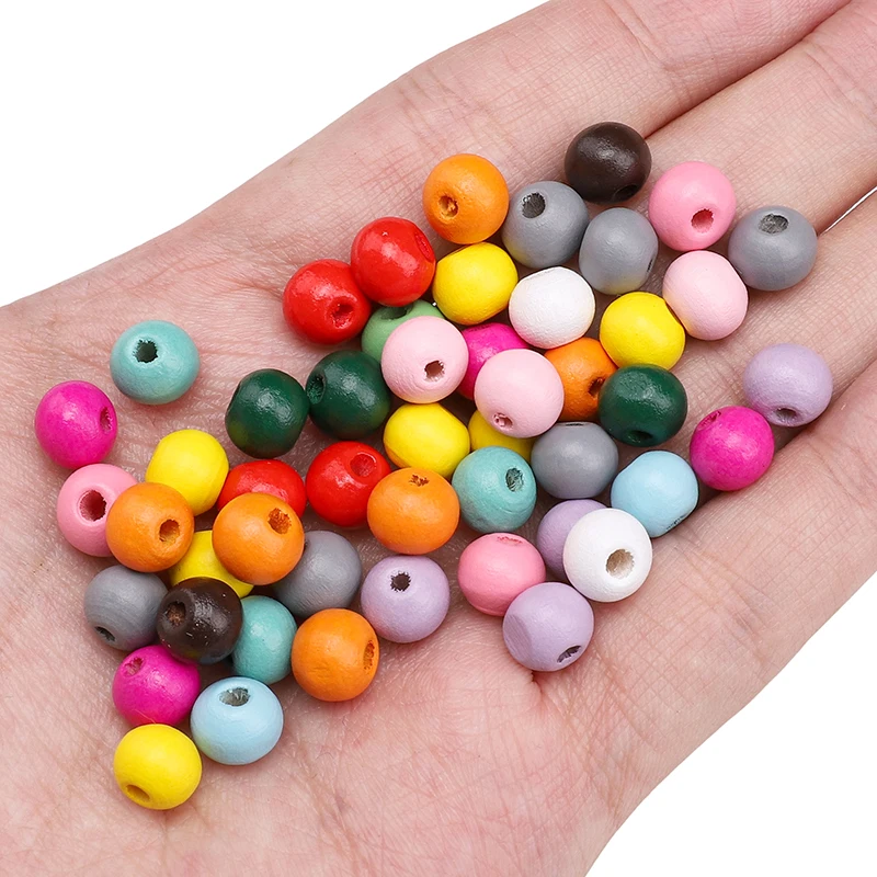 8mm 50Pcs/Bag Wooden Solid Color Spray Painted Round Beads Unique Loose Beads Handmade DIY Making Jewelry Bracelets Earrings Acc - view 3