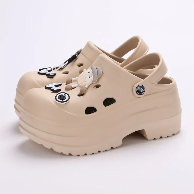 Eva Chunky Plateau-Sandalen für Damen 2024 Sommer Dickbodige Clogs Pantoffeln mit Geschlossener Zehenpartie Rutschfeste Strand- und Gartenschuhe – Detail 6