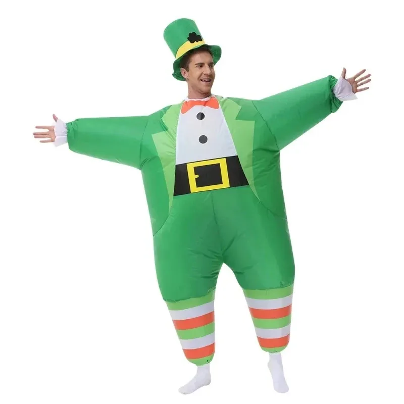 

Irish ST Patricks Day Inflatable Cosplay Costume Adult Green Suit Stage Performance Festival Carnival Party Clothing For Men
