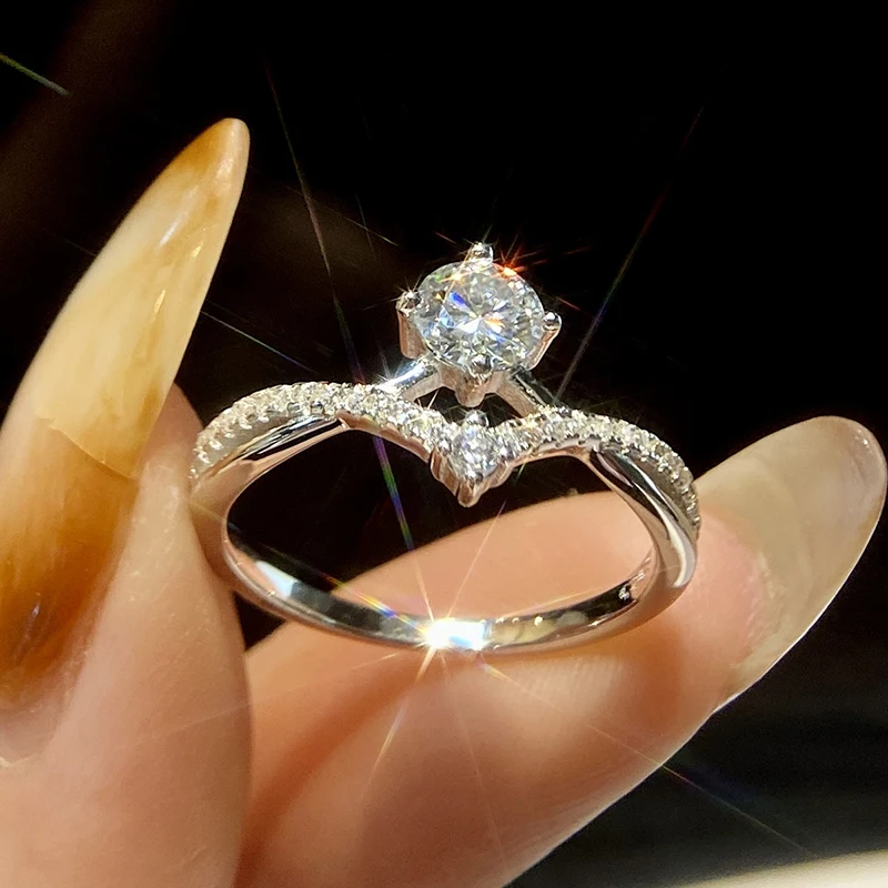 

Стильные сверкающие кольца принцессы с муассанитом и бриллиантами 0,5 карата для женщин, стерлинговое серебро 925 пробы, ювелирные украшения для помолвки и вечеринки