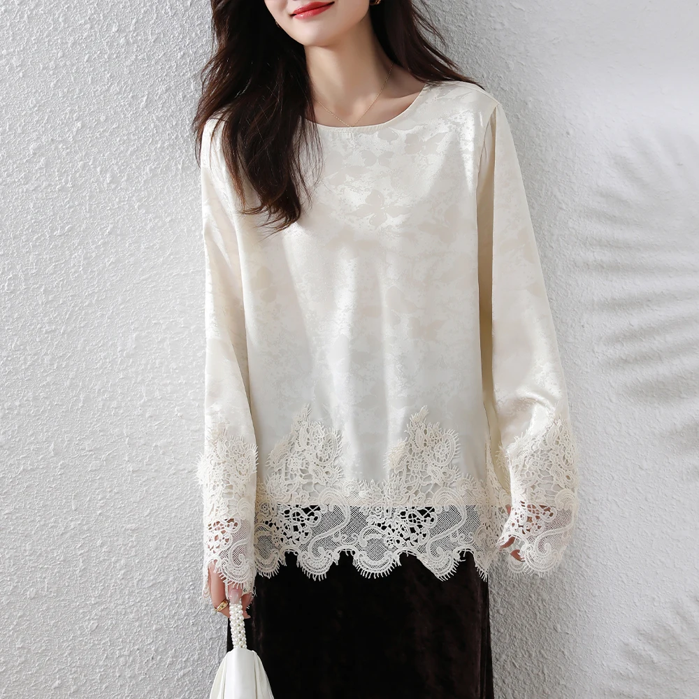 

Новый китайский женский стиль, круглый Ne Long Sve, кружевная отделка, вышивка, свободный крой, тонкий весенне-летний чистый цвет