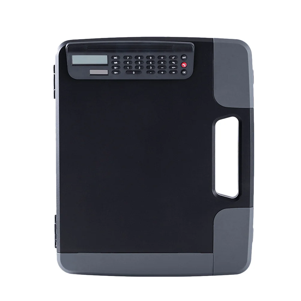 

A4 Files Box Document Clipboard Case with Calculator Storage Organizer for Office Business Studying Black Multifunctional